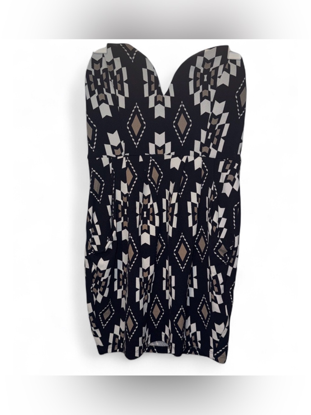 Size M/L Mini dress Strapless Black Geo-Print